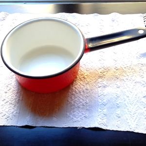 Vintage Orange Enamel sauce pan